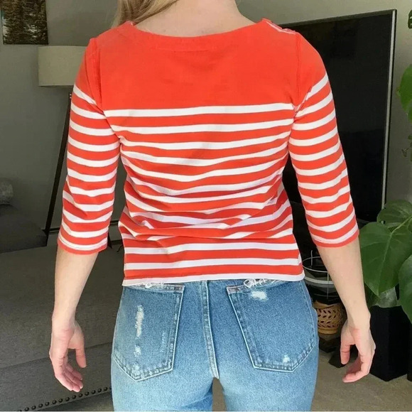 Anthropologie MAEVE Striped Button Top Boat Neck Small - Picture 5 of 9